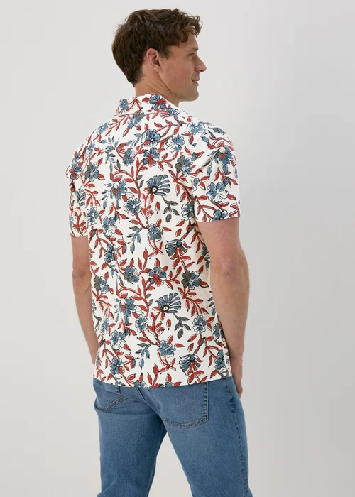 Ecru Red Floral Print Shirt - Small Image 2