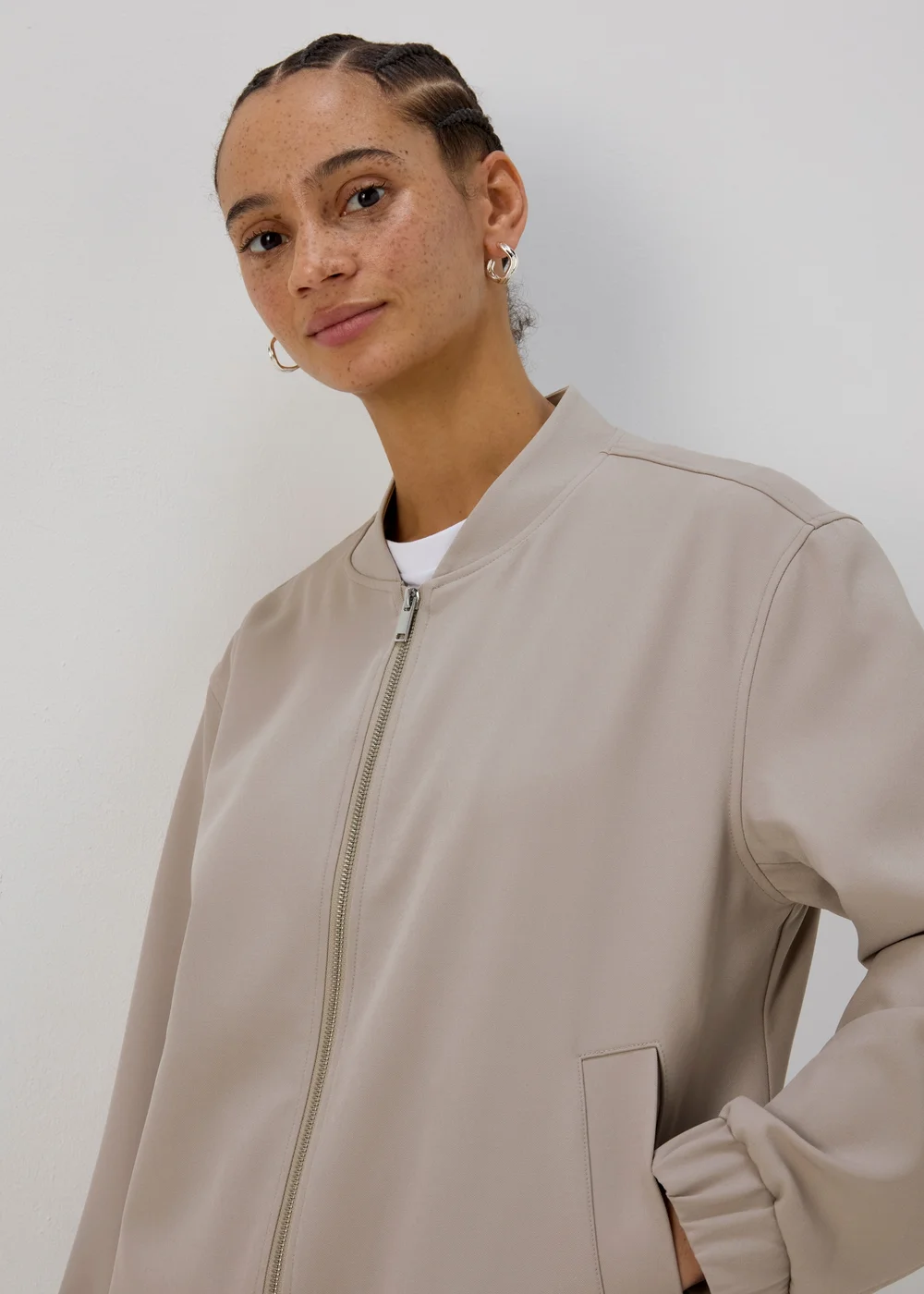 Taupe Soft Bomber - 8 Image 3