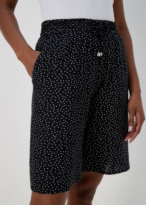 Black Dot Print Viscose Bermuda Shorts - 8 Image 3