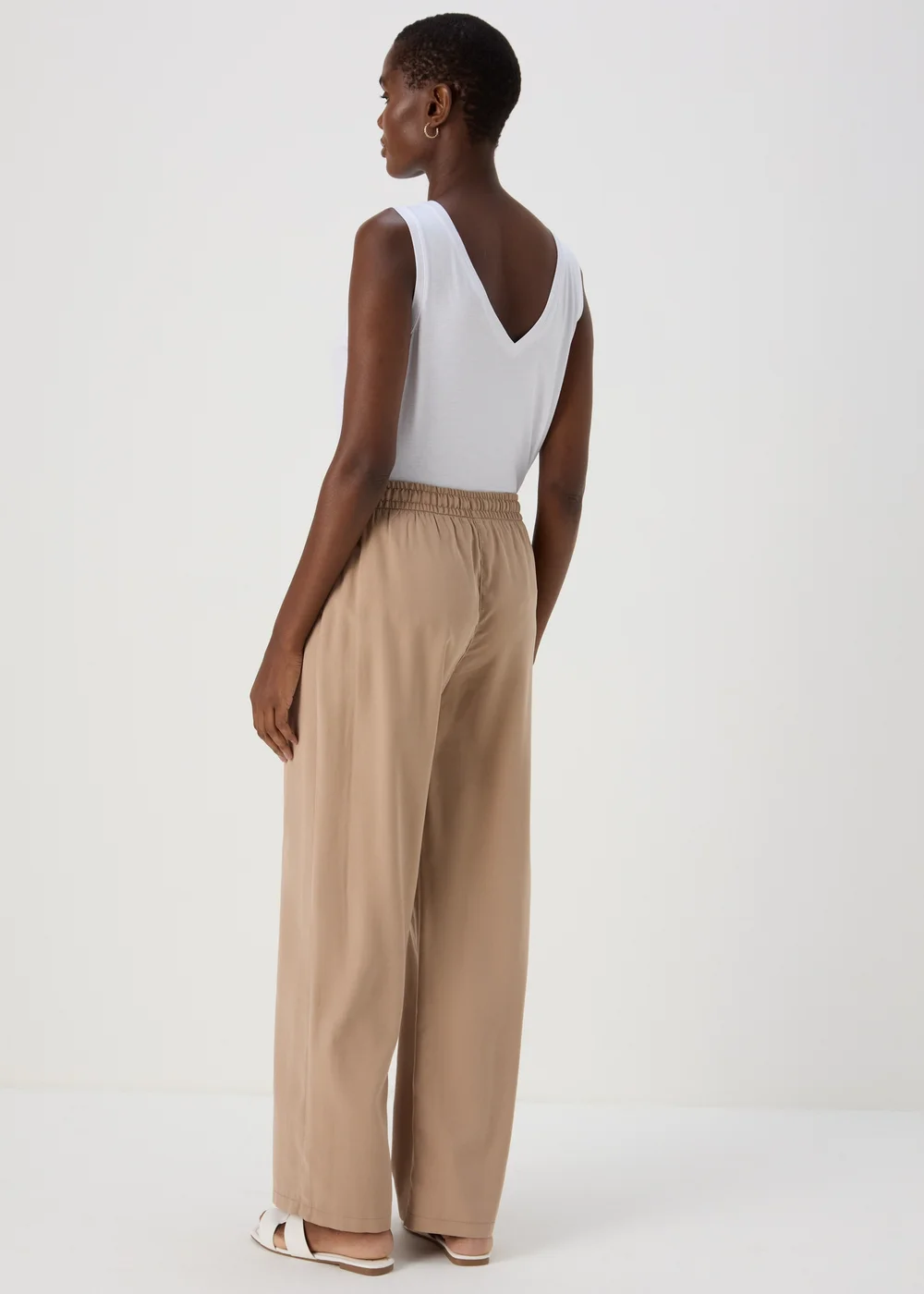 Beige Wide Leg Trousers - 8 Image 2