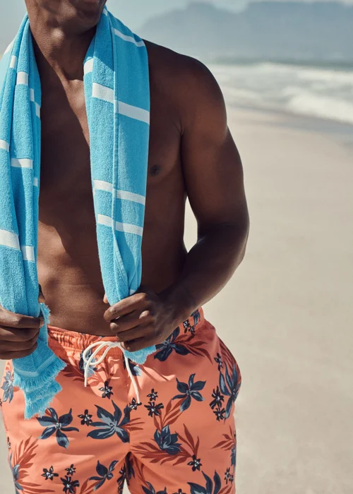 Orange Floral Print Swim Shorts - Small Image 5