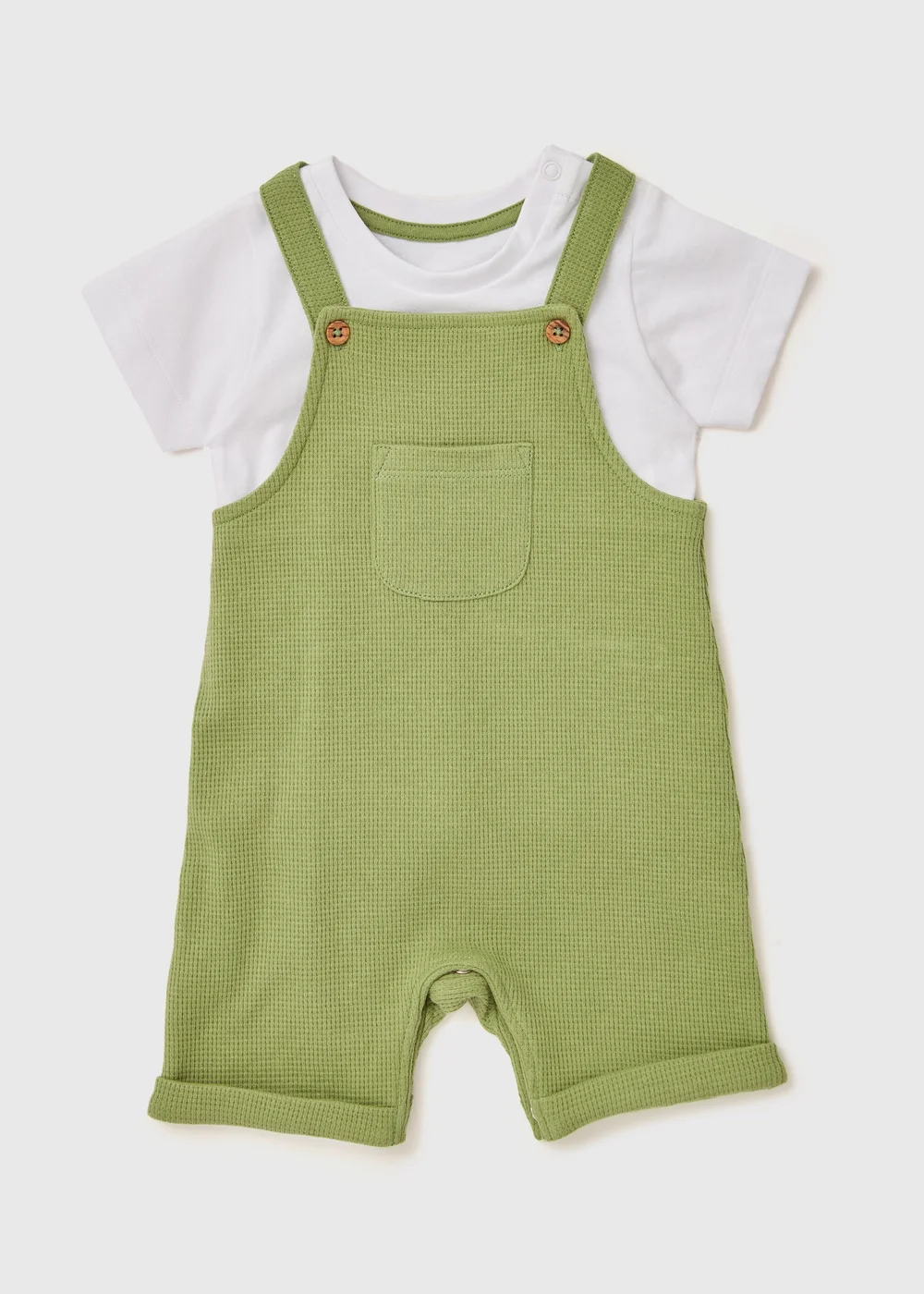 Baby Green Dungarees & T-Shirt Set (Newborn-23mths) - 0-3 months Image 1