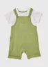Baby Green Dungarees & T-Shirt Set (Newborn-23mths) - 0-3 months Image 1