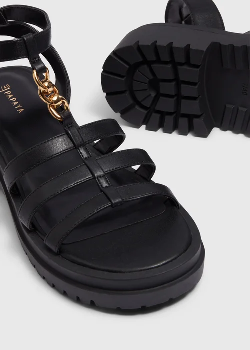 Black Chunky Gladiator Sandals - 3 Image 2
