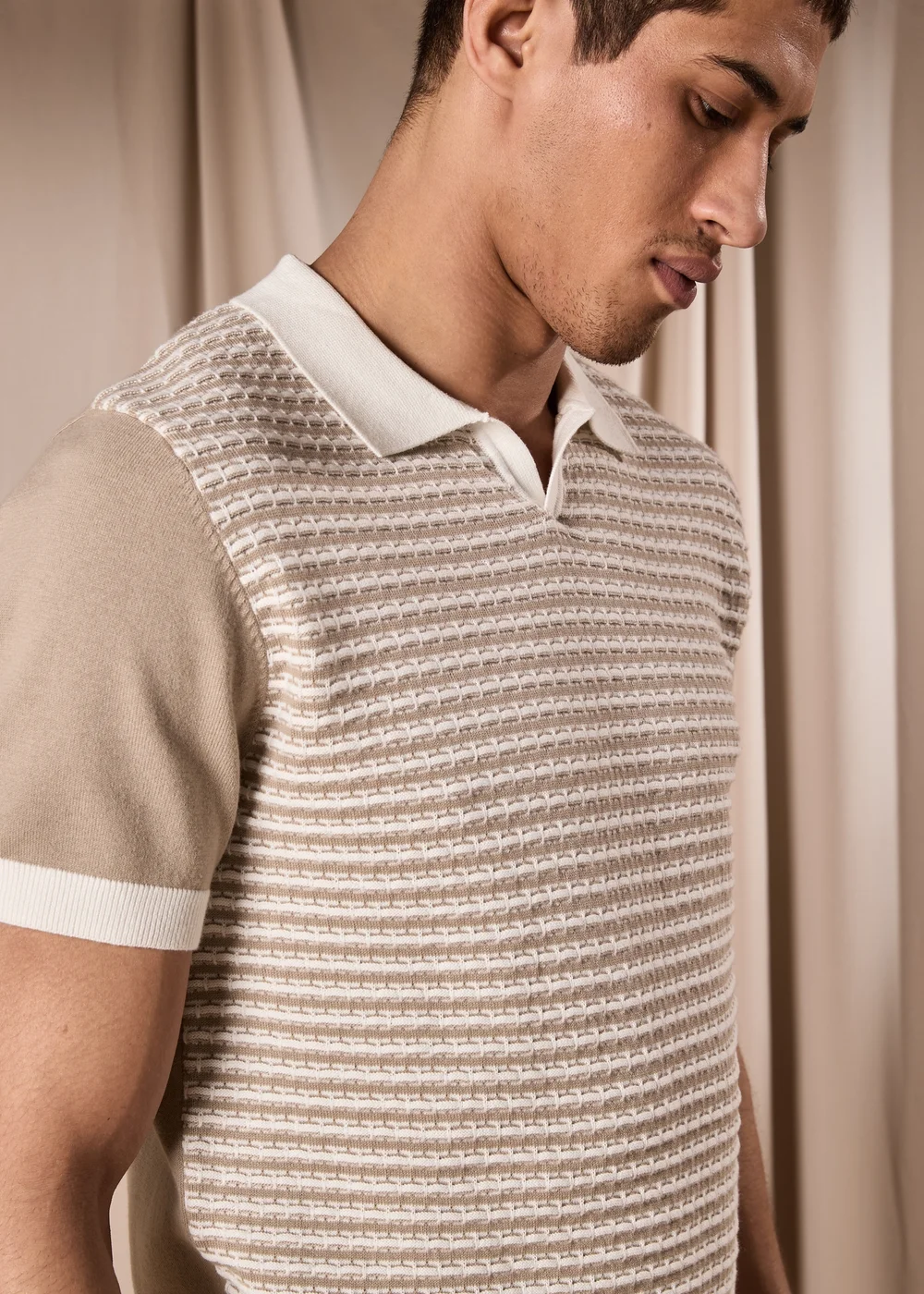 Stone Smart Textured Knitted Polo Shirt - S Image 3