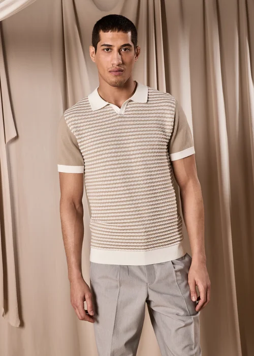 Stone Smart Textured Knitted Polo Shirt - S Image 4