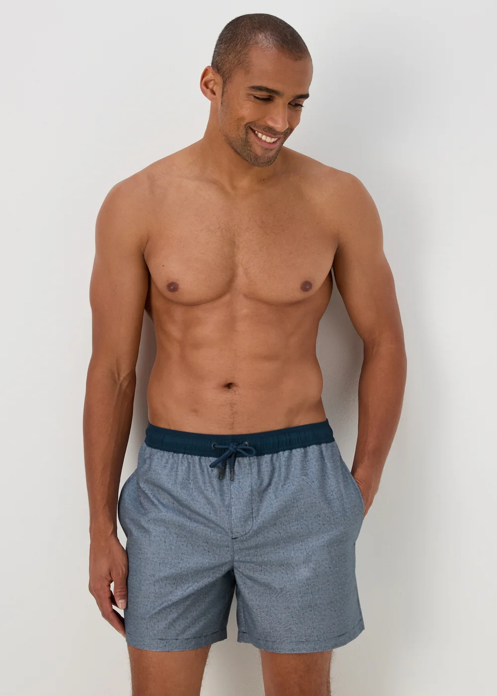 Navy Print Shorts - S Image 1