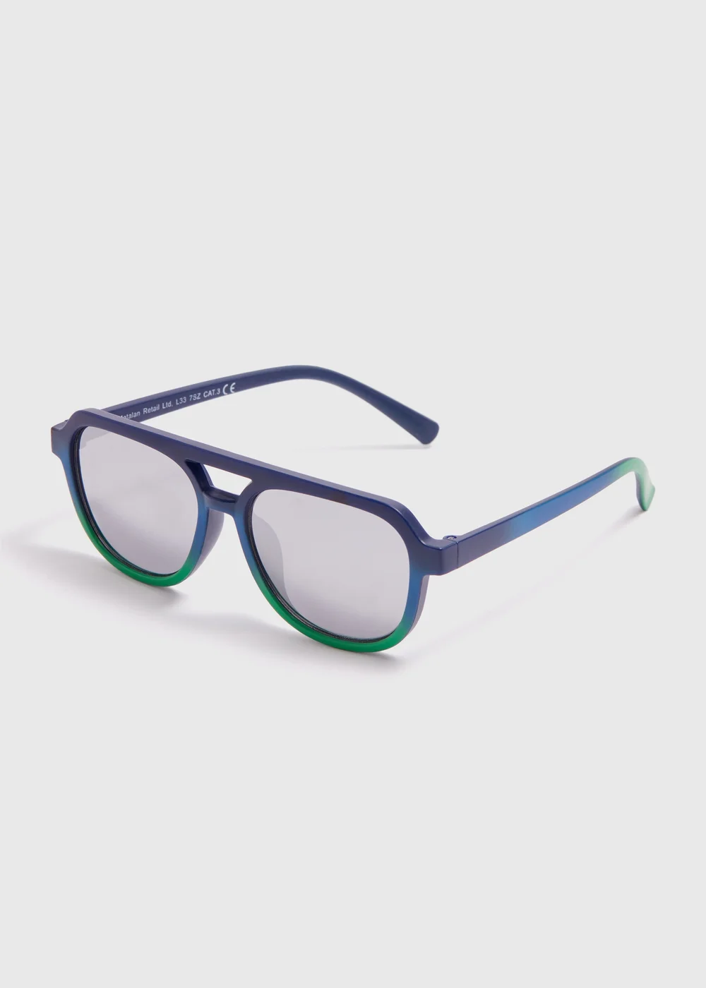 Boys Blue Green Ombre Aviator Sunglasses - One Size Image 1