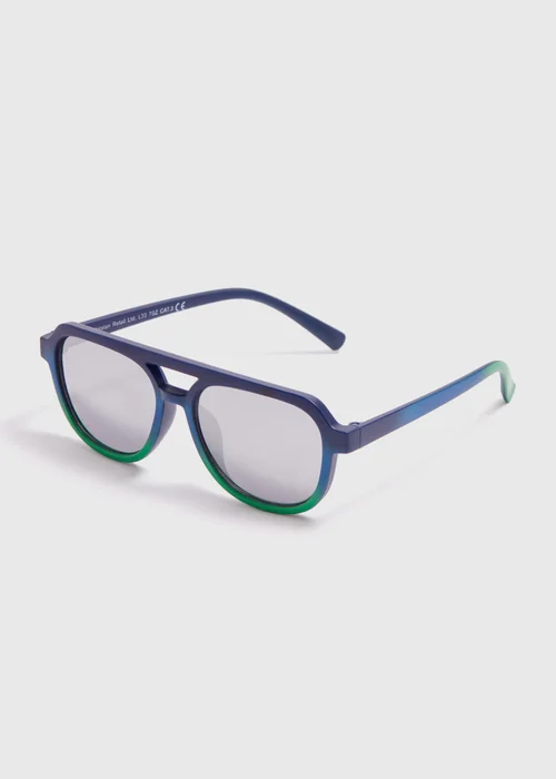 Boys Blue Green Ombre Aviator Sunglasses - One Size Image 1