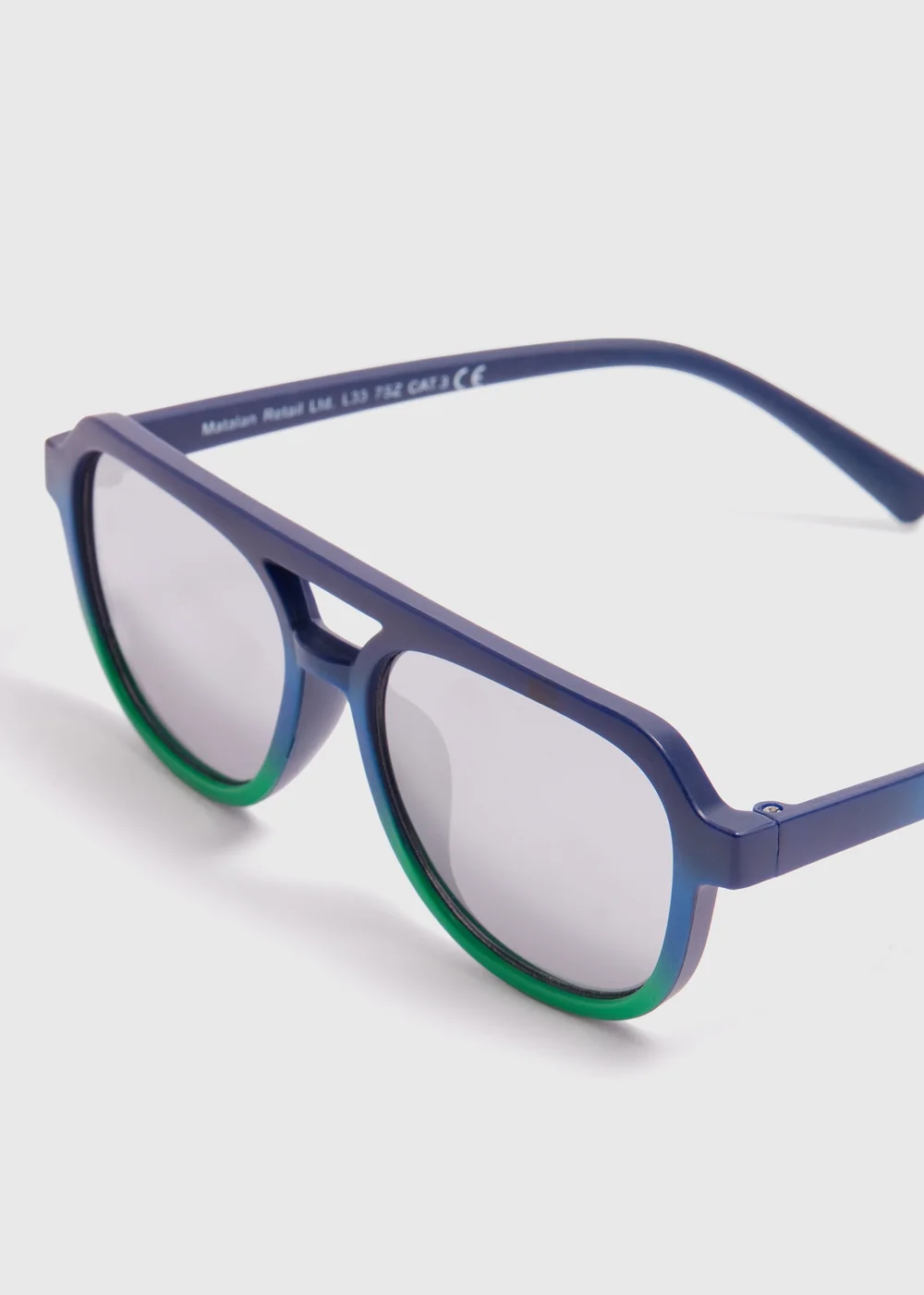 Boys Blue Green Ombre Aviator Sunglasses - One Size Image 2