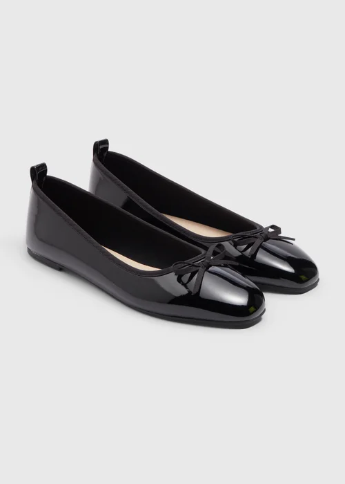 Black Glossy Ballet Flats - 3 Image 1