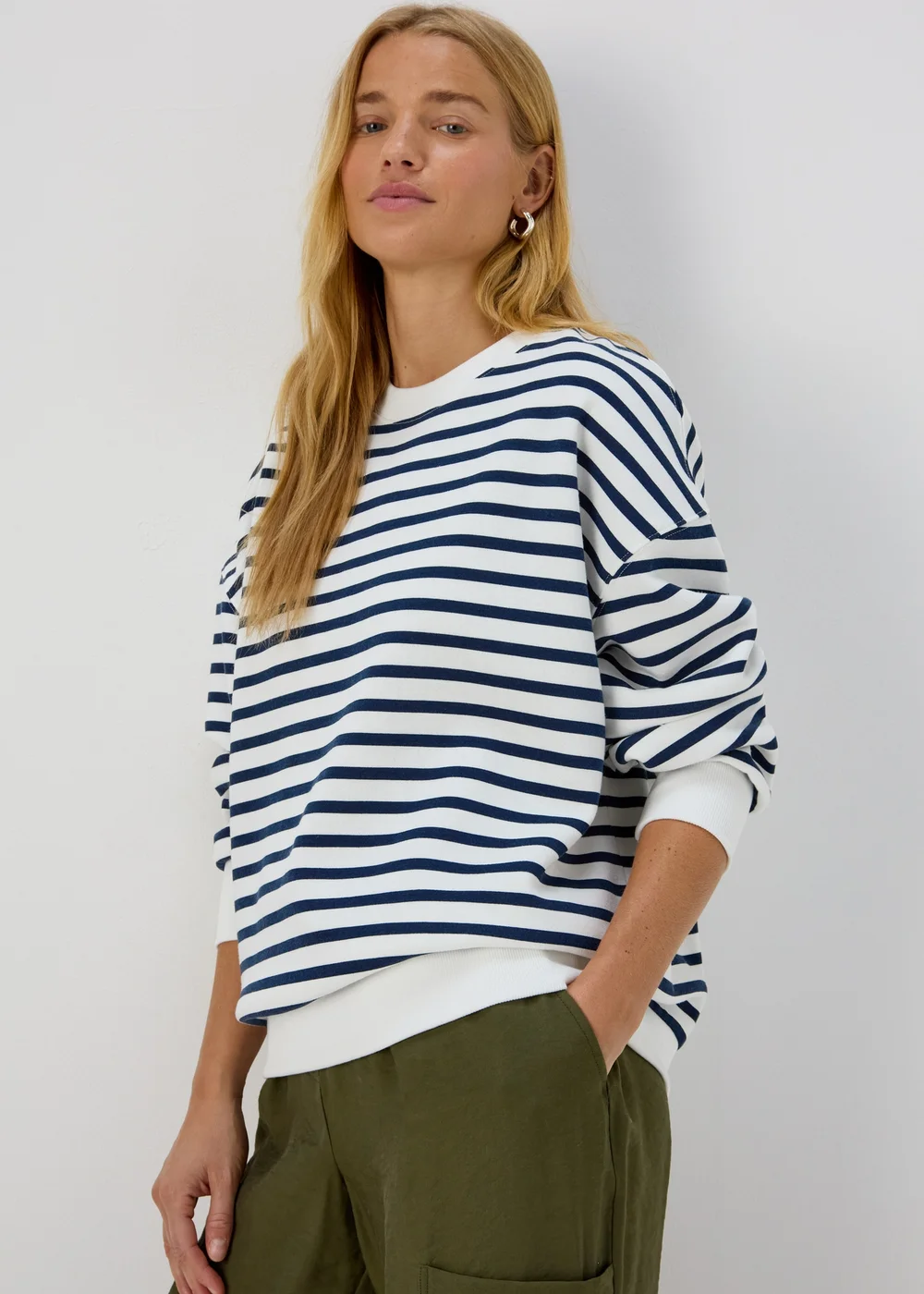 Blue Stripe Basic Sweatshirt - S Image 1