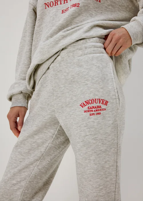 Grey Marl Collegiate Joggers - Small Image 3