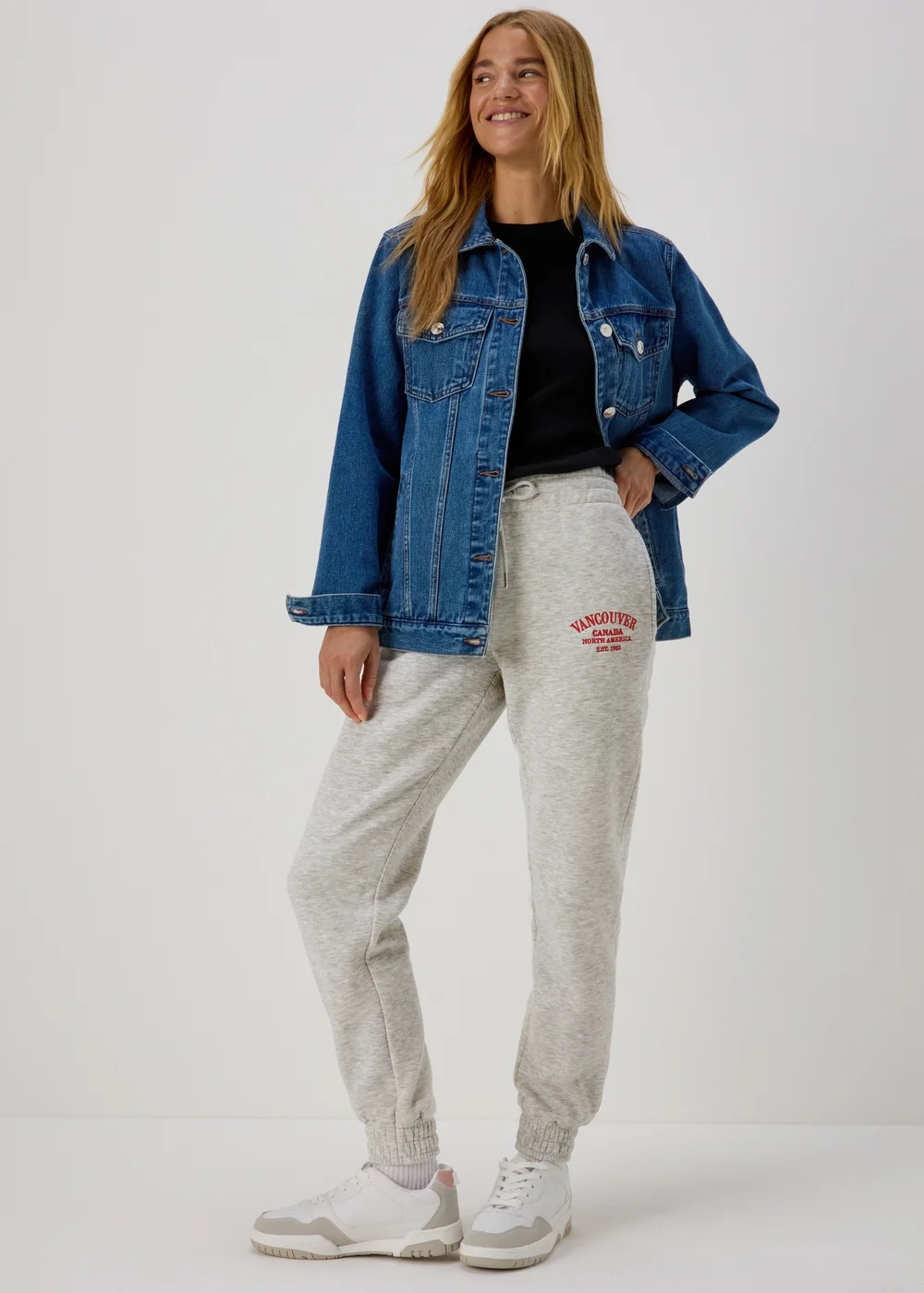 Grey Marl Collegiate Joggers - Small Image 4