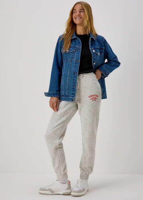 Grey Marl Collegiate Joggers - Small Image 4