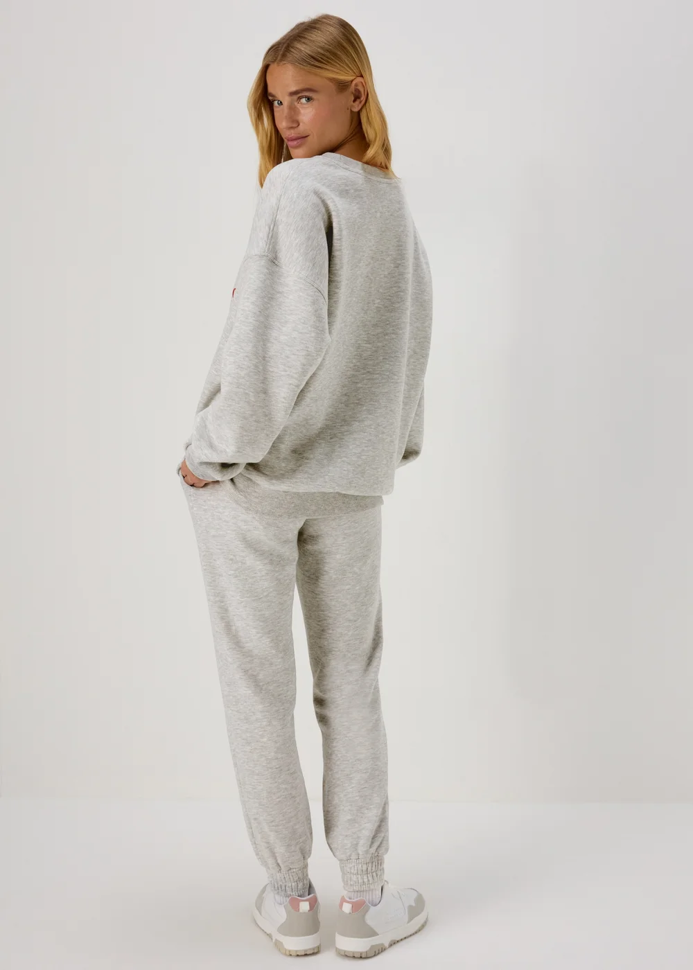 Grey Marl Collegiate Joggers - Small Image 2