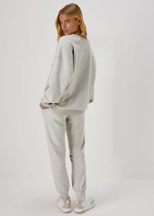 Grey Marl Collegiate Joggers - Small Image 2