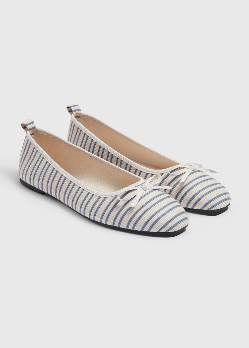 Blue Stripe Bow Ballet Flats - 7 Image 1