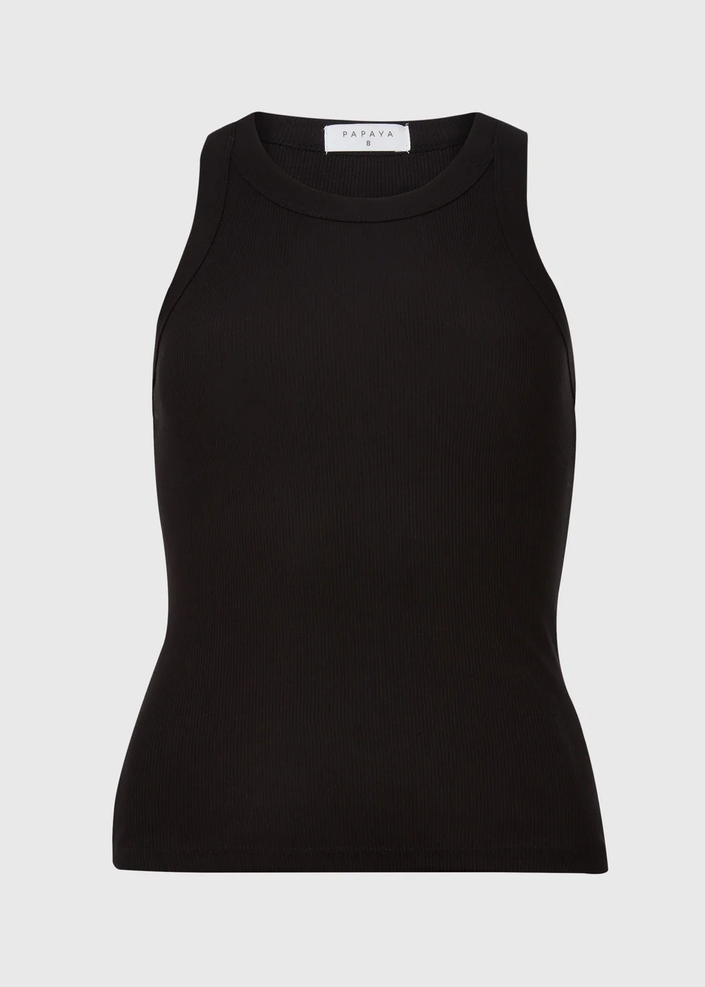 Black Plain High Neck Ribbed Vest - 8 Image 5