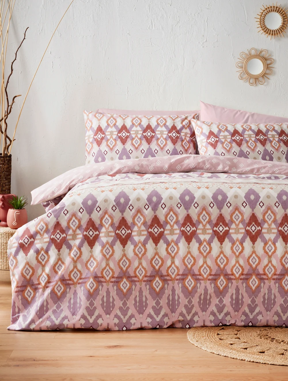Pink Tribal Artisan Duvet Set - Single Image 1