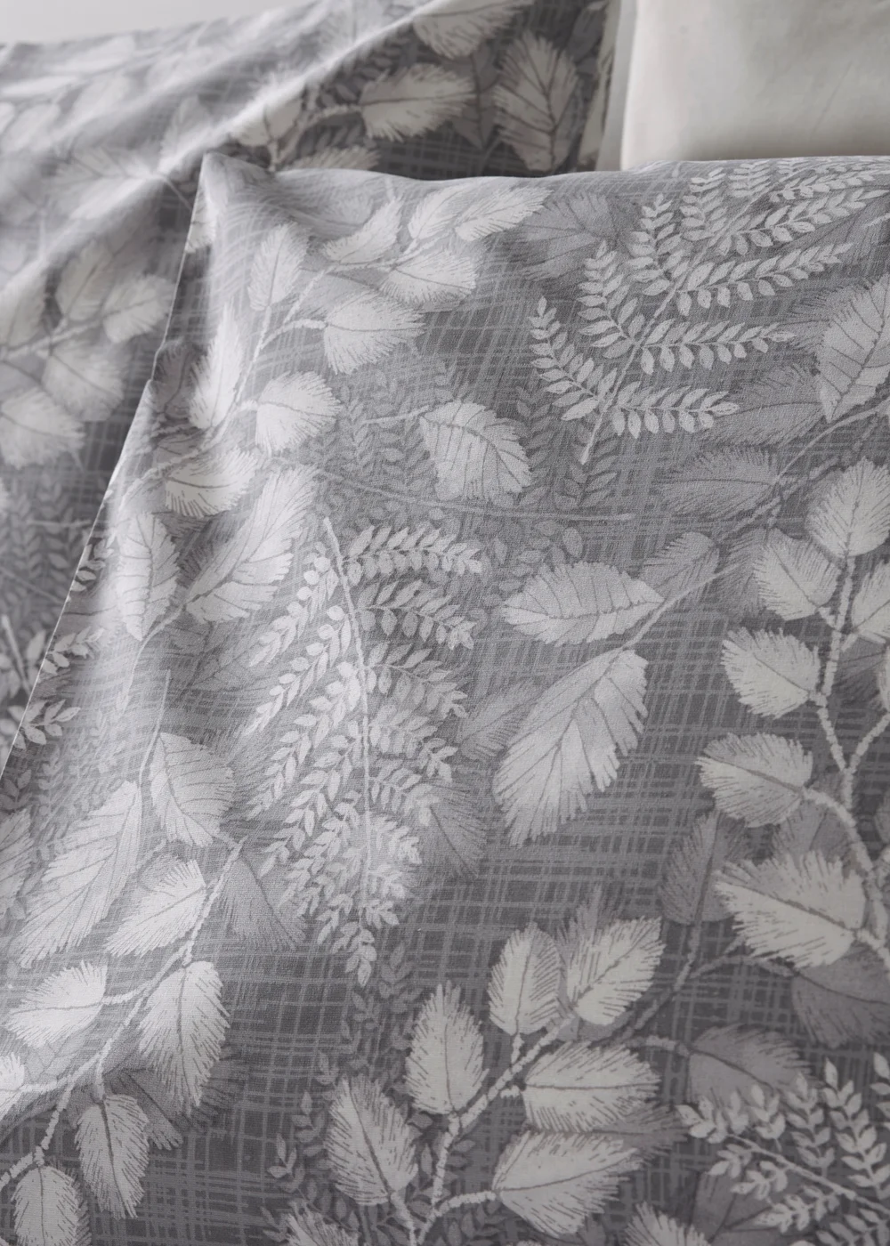 Grey Sketchy Leaf Print Duvet Set - Single Image 2