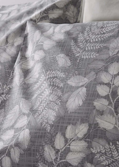 Grey Sketchy Leaf Print Duvet Set - Single Image 2