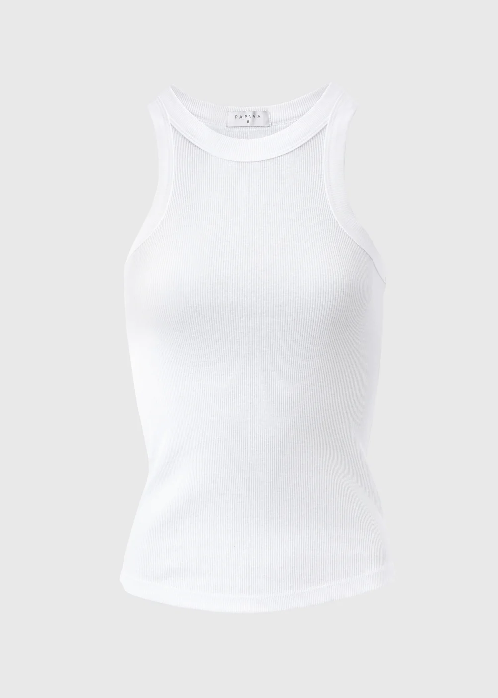 White Plain High Neck Ribbed Vest - 8 Image 5