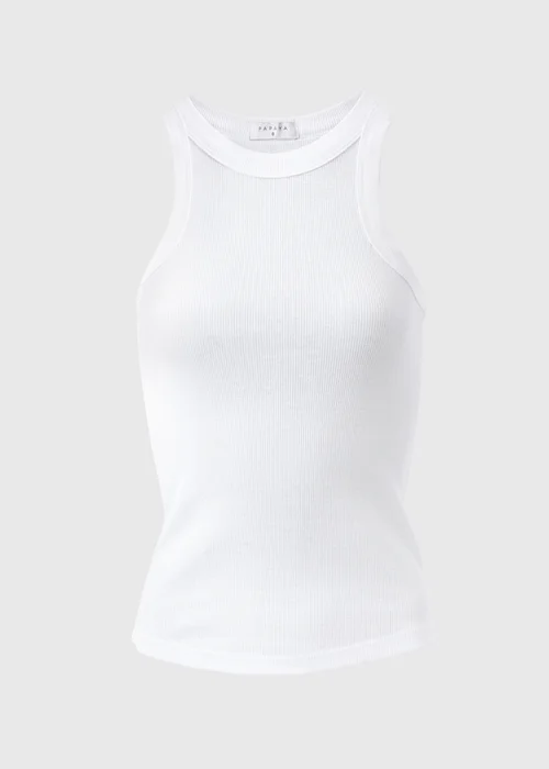 White Plain High Neck Ribbed Vest - 8 Image 5
