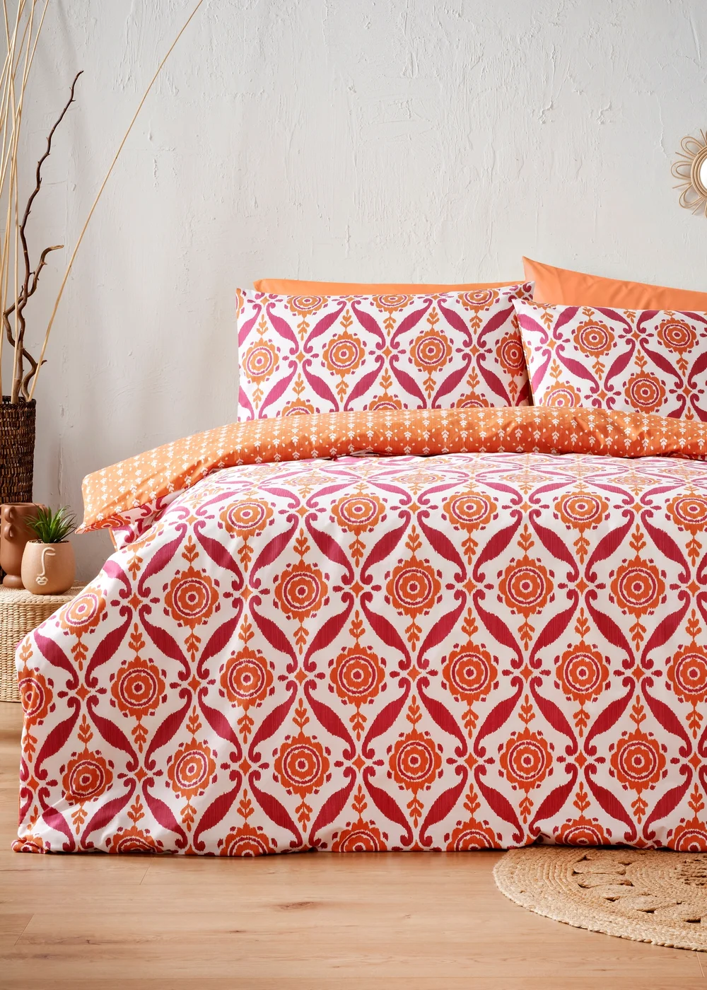 Orange Global Tile Duvet Set - Single Image 1