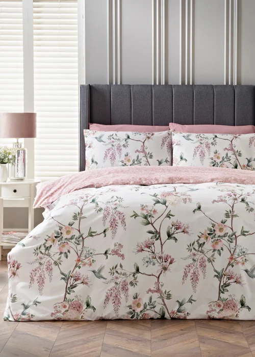Pink Oriental Floral Duvet Set - King Image 1