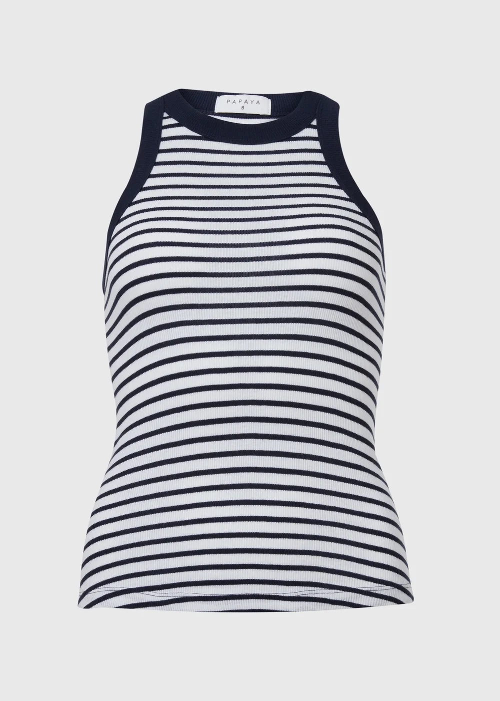 Navy High Neck Stripe Ribbed Vest - 8 Image 5