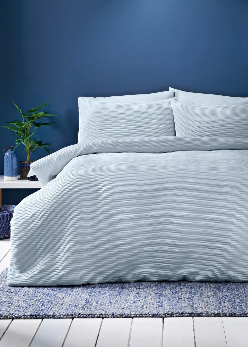 Blue Ruched Duvet Set - Double Image 1