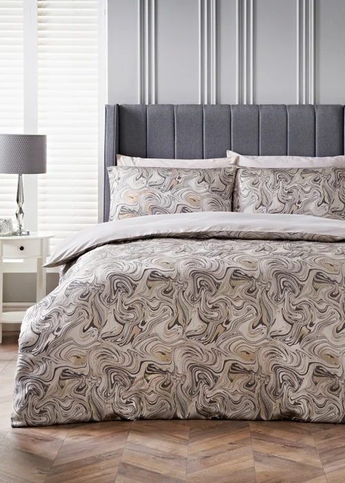 Natural Marble Print Jacquard Duvet Set - Double Image 1