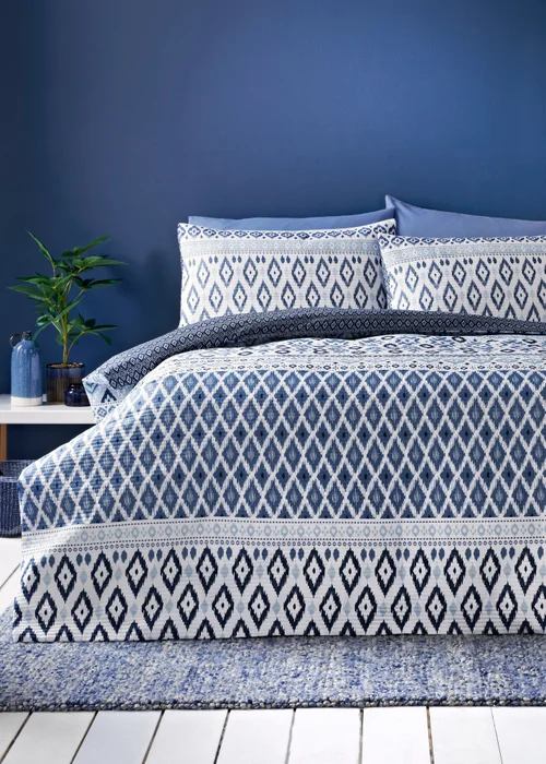 Blue Printed Pinsonic Duvet Set - Single Image 1