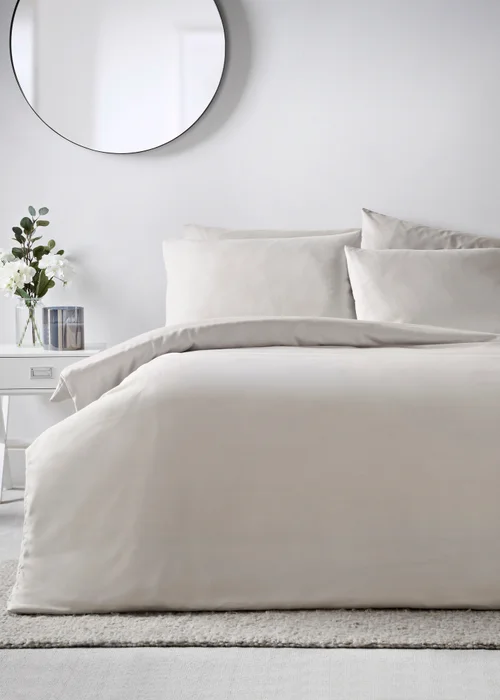 Grey Plain Dyed Duvet Set - Single Image 1