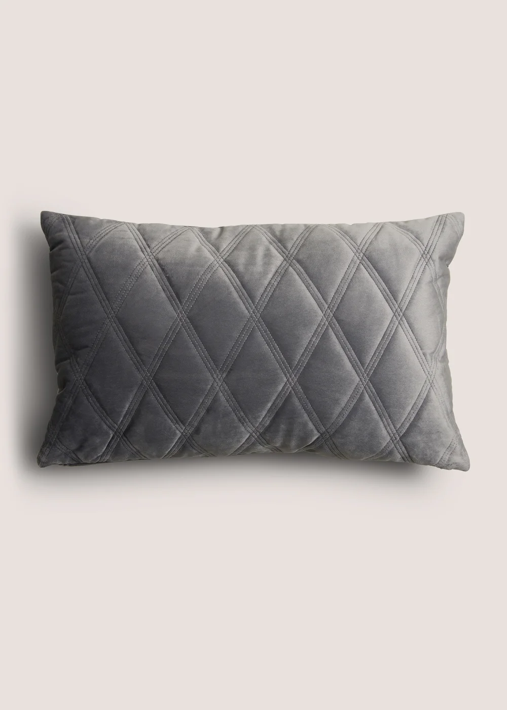 Charcoal Velvet Quilted Cushion (30cm x 50cm) Image 1