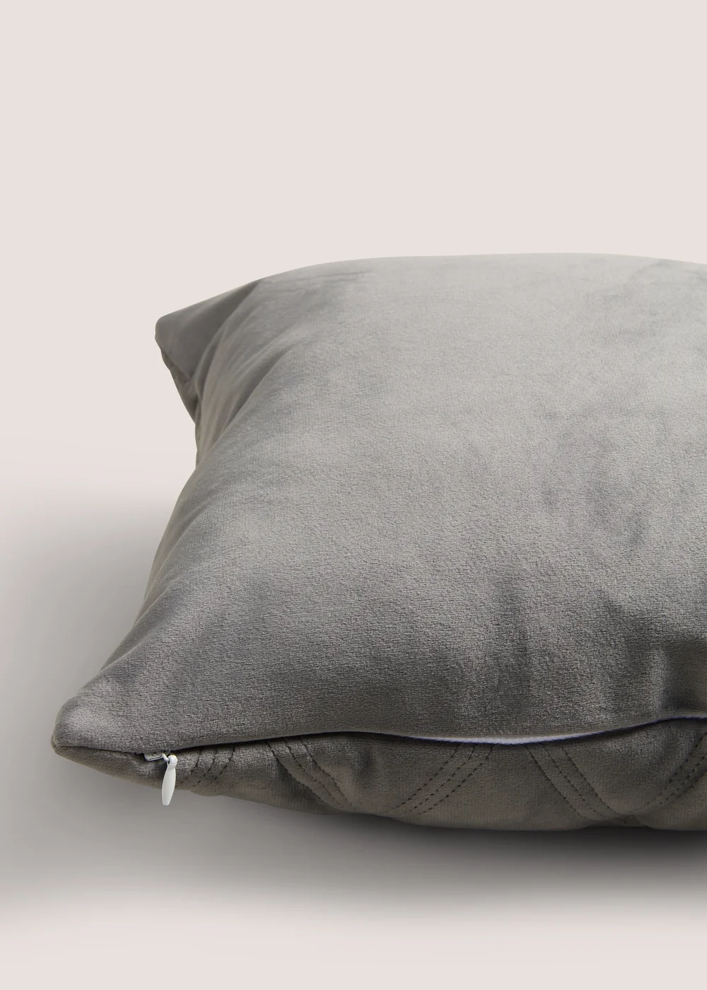 Charcoal Velvet Quilted Cushion (30cm x 50cm) Image 2