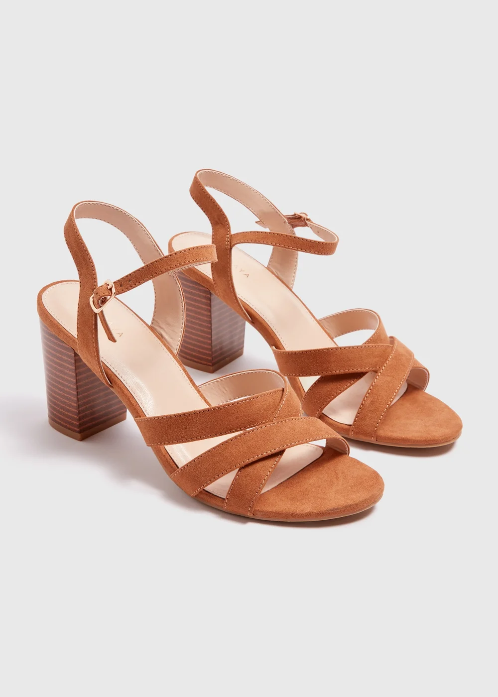 Tan Stack Heels - 3 Image 1