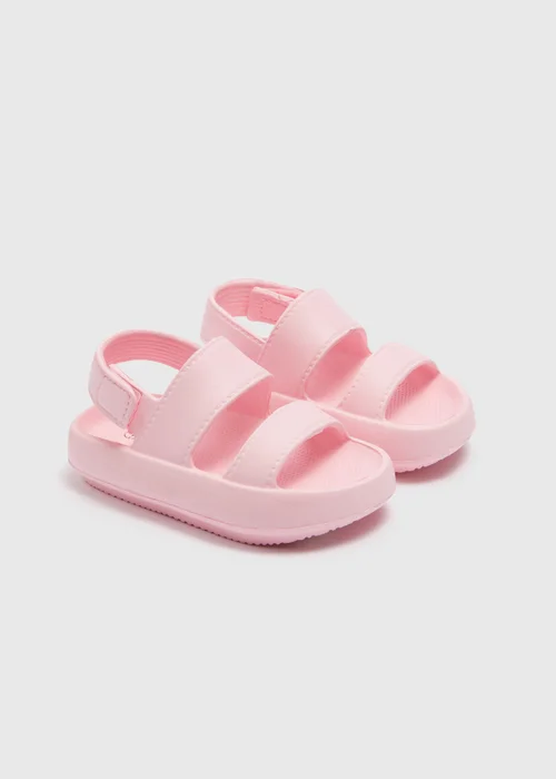 Girls Pink Strap Cloud Sliders (Younger 4-12) - Size 4 Infants Image 1