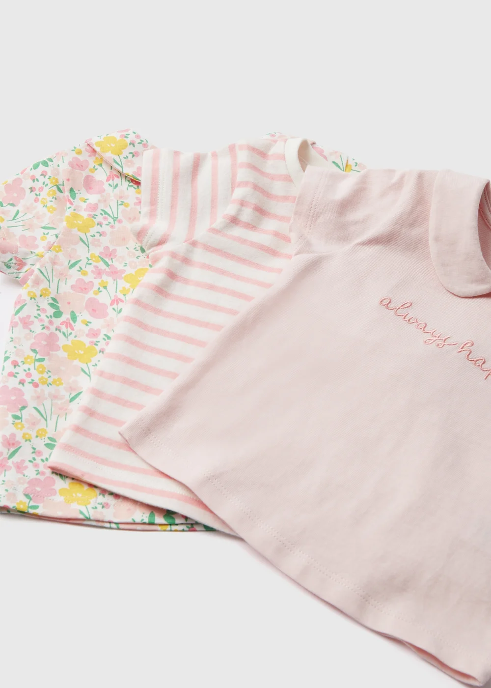 Baby 3 Pack Girls Pink Floral T-Shirt (Newborn- 23mths) - 0-3 months Image 2