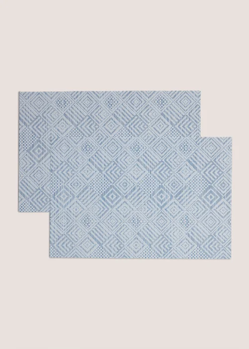 2 Pack Indigo Geo Print PVC Placemats (45cm x 30cm) Image 1