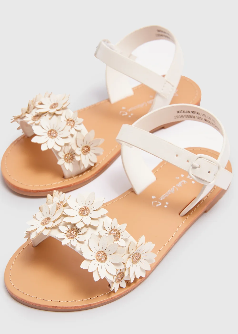 Girls White Flower Applique Sandals (Younger 10-Older 5) - Size 1 Image 2
