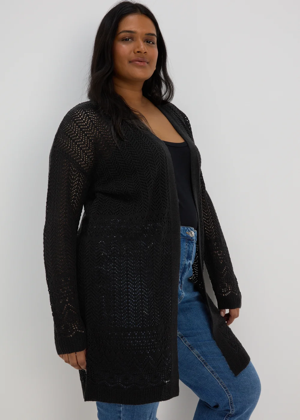 Black Pointelle Cardigan - S Image 2