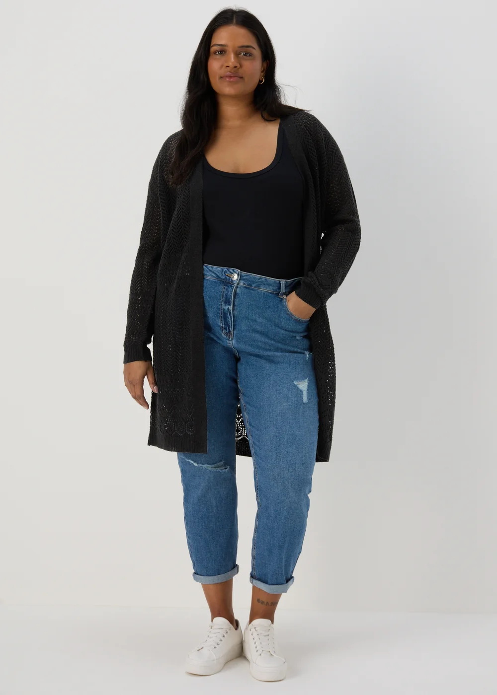 Black Pointelle Cardigan - S Image 5