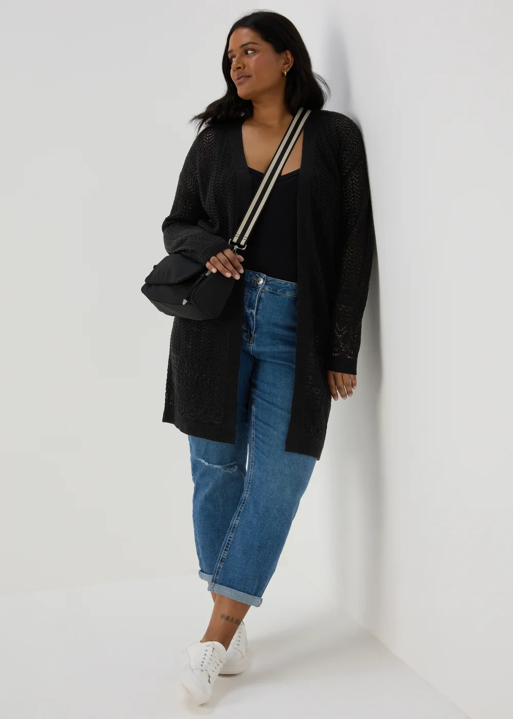 Black Pointelle Cardigan - S Image 6