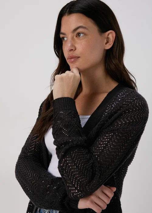 Black Pointelle Cardigan - S Image 3