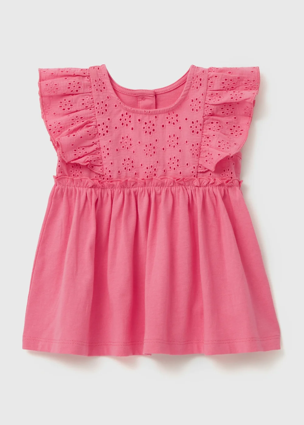 Girls Pink Schiffli Dress (Newborn-23mths) - 0-3 months Image 1