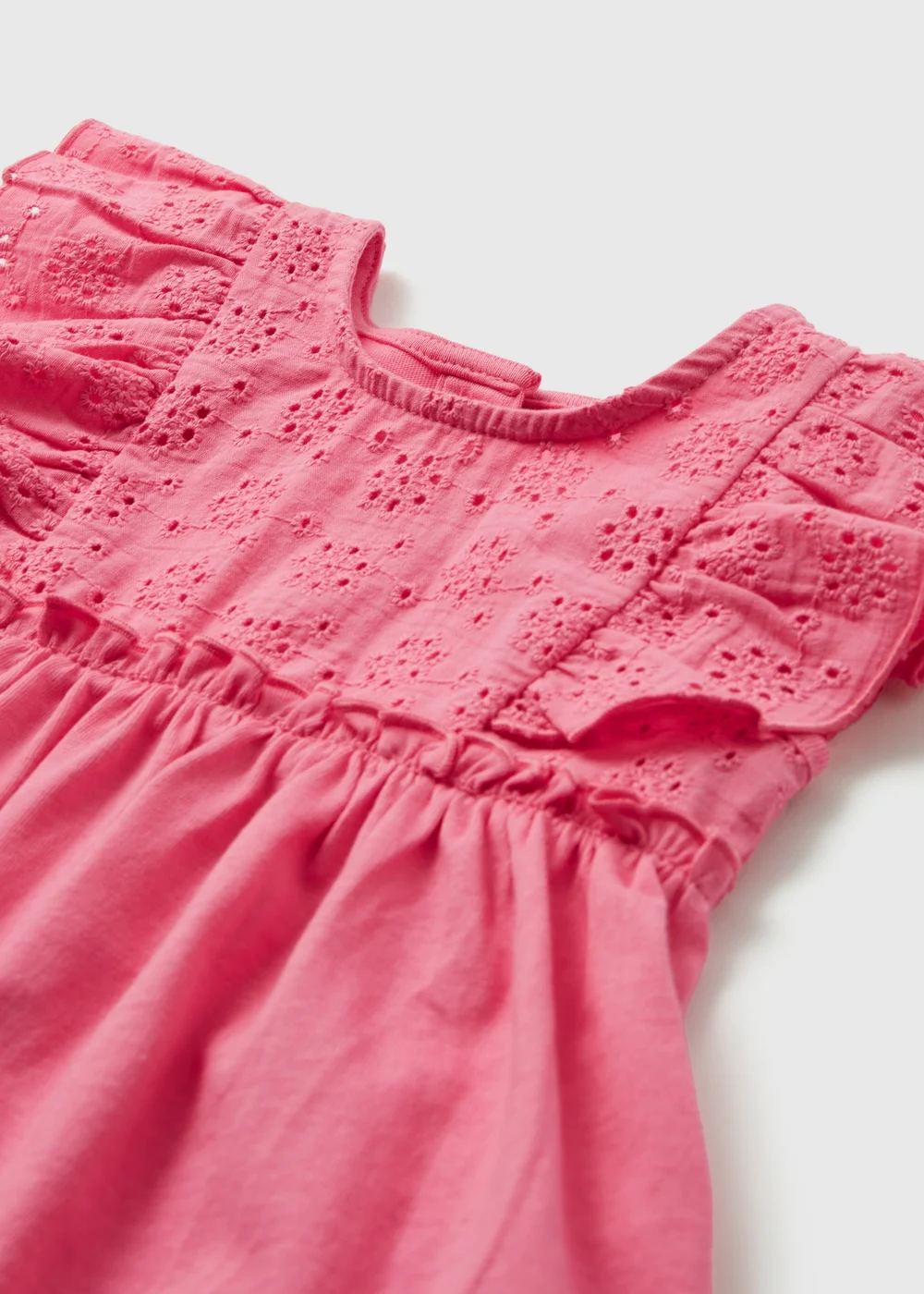 Girls Pink Schiffli Dress (Newborn-23mths) - 0-3 months Image 2