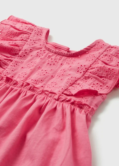 Girls Pink Schiffli Dress (Newborn-23mths) - 0-3 months Image 2