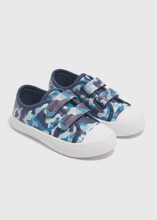 Boys Navy Camo Double Strap Trainers (Younger 4-12) - Size 4 Infants Image 1